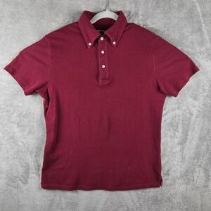 Spier & Mackay Polo Shirt Mens M Burgundy Cotton Knit Pique Short Sleeve Casual